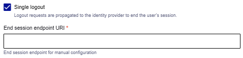 Single logout check box and end session endpoint URI