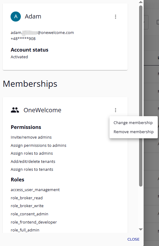 Details page for the admin