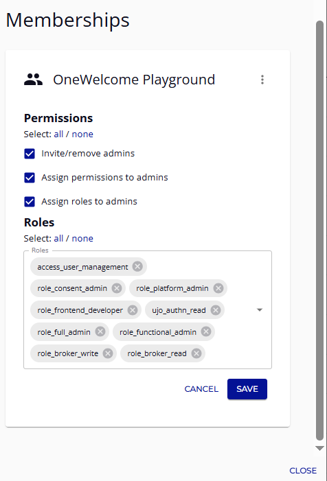 Permissions and roles