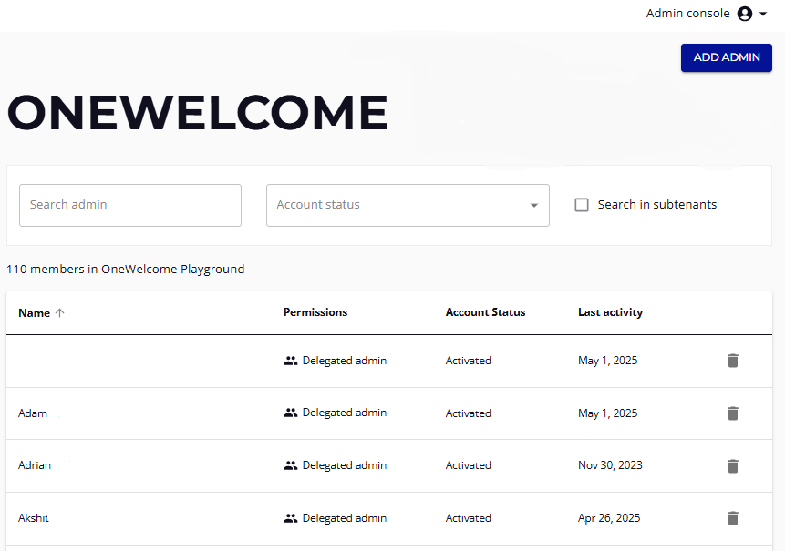 Delegation tool lists admins