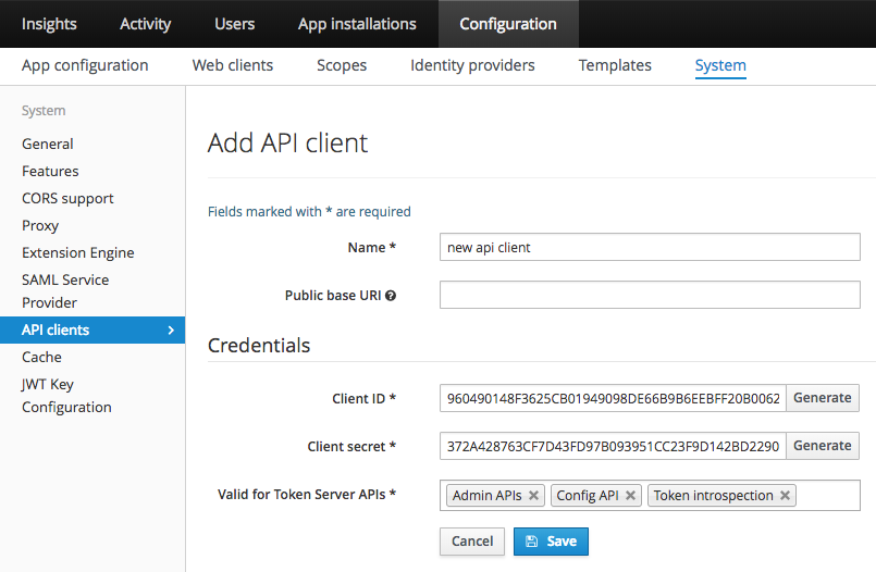 API Config - Add client
