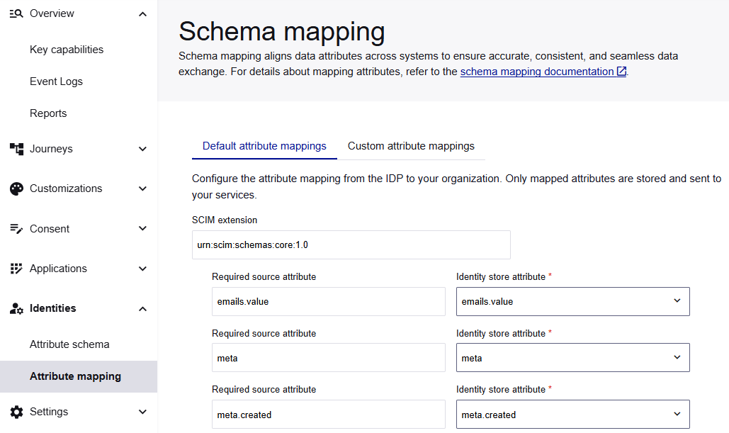 Attribute mapping page