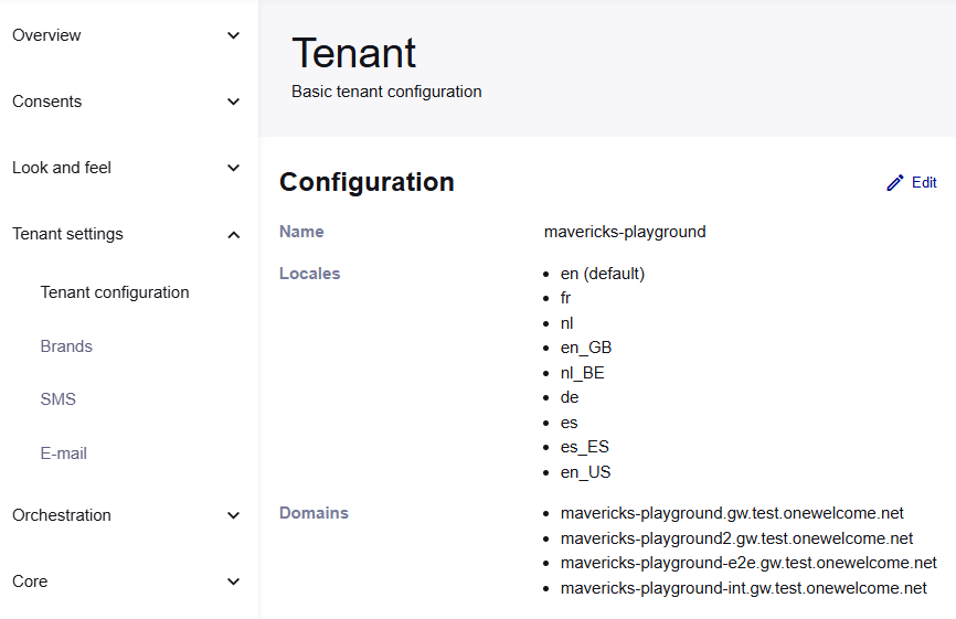 Tenant configuration settings