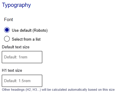 Customize font and font sizes