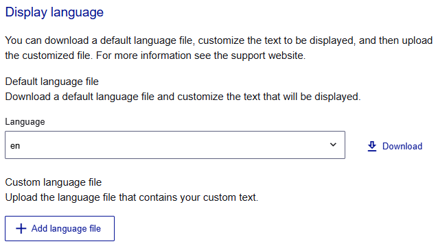 Display language section