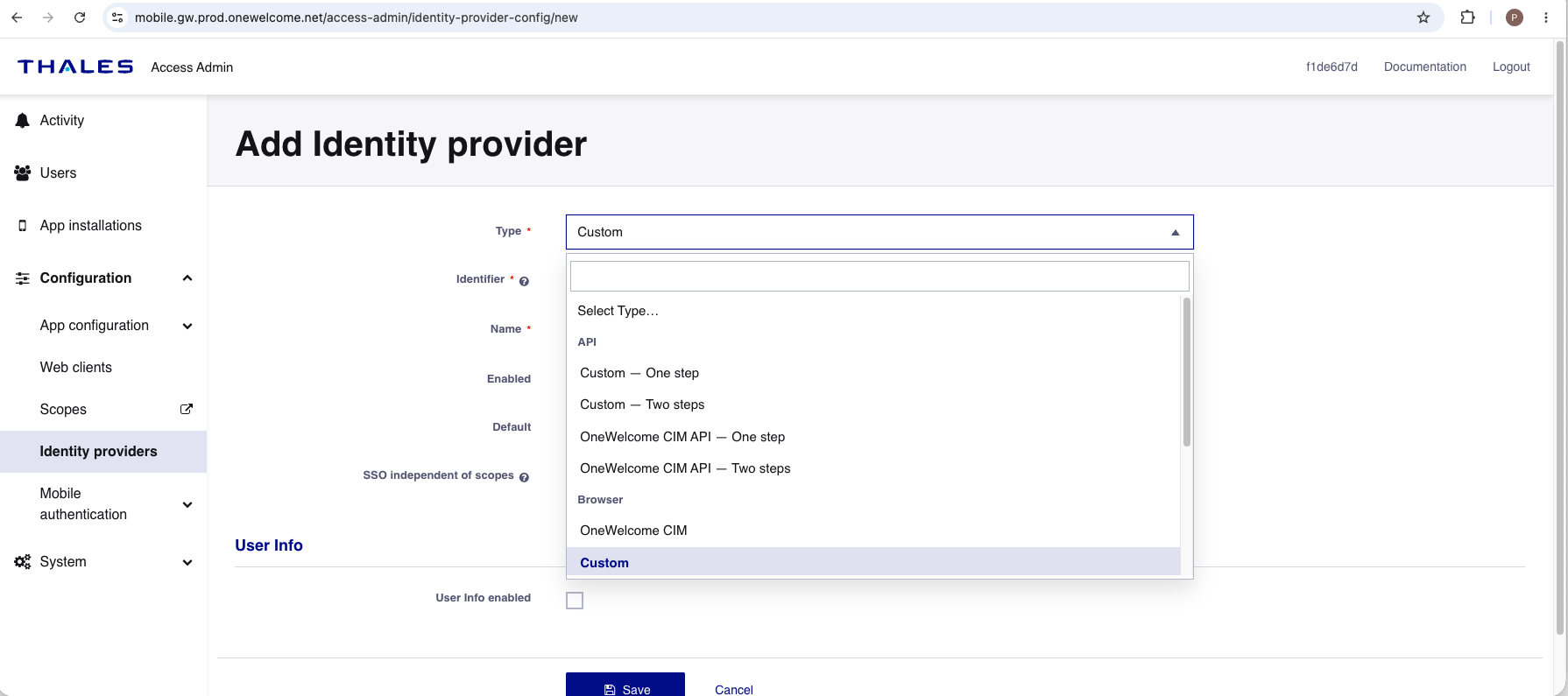 Add Identity Provider