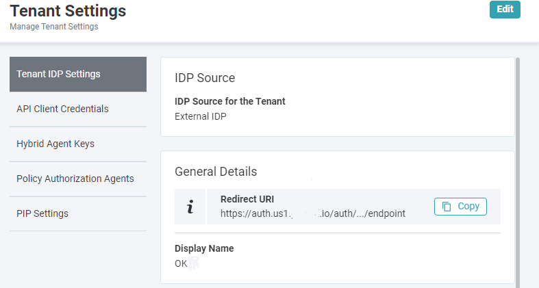 Tenant IDP settings