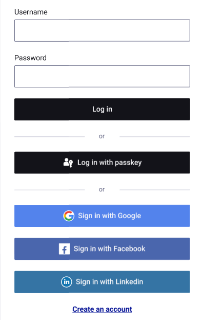 Example login page for users