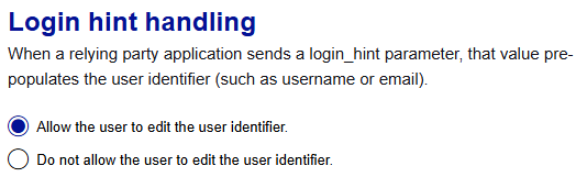 Login hint handling