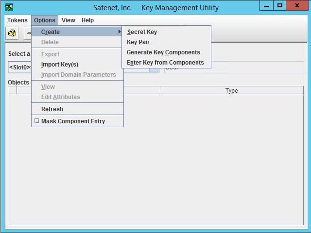 Key Management Utility Window