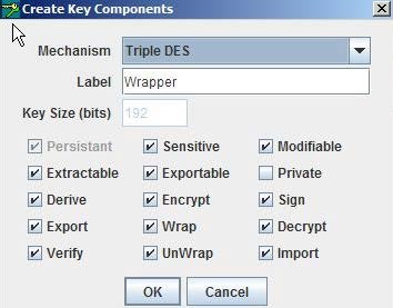 Create Key Components popup window