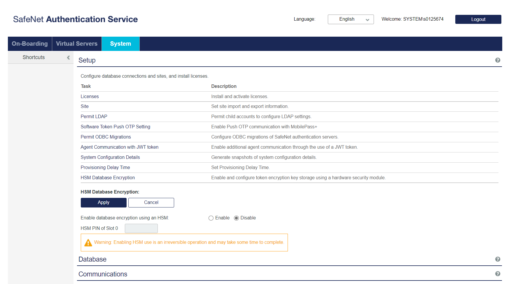 HSM Database Encryption Option