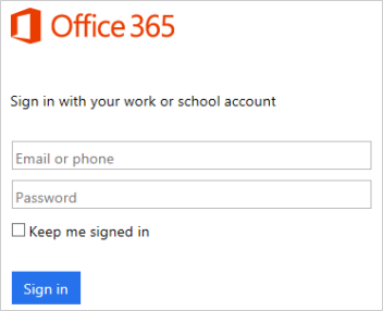 Office 365 login screen