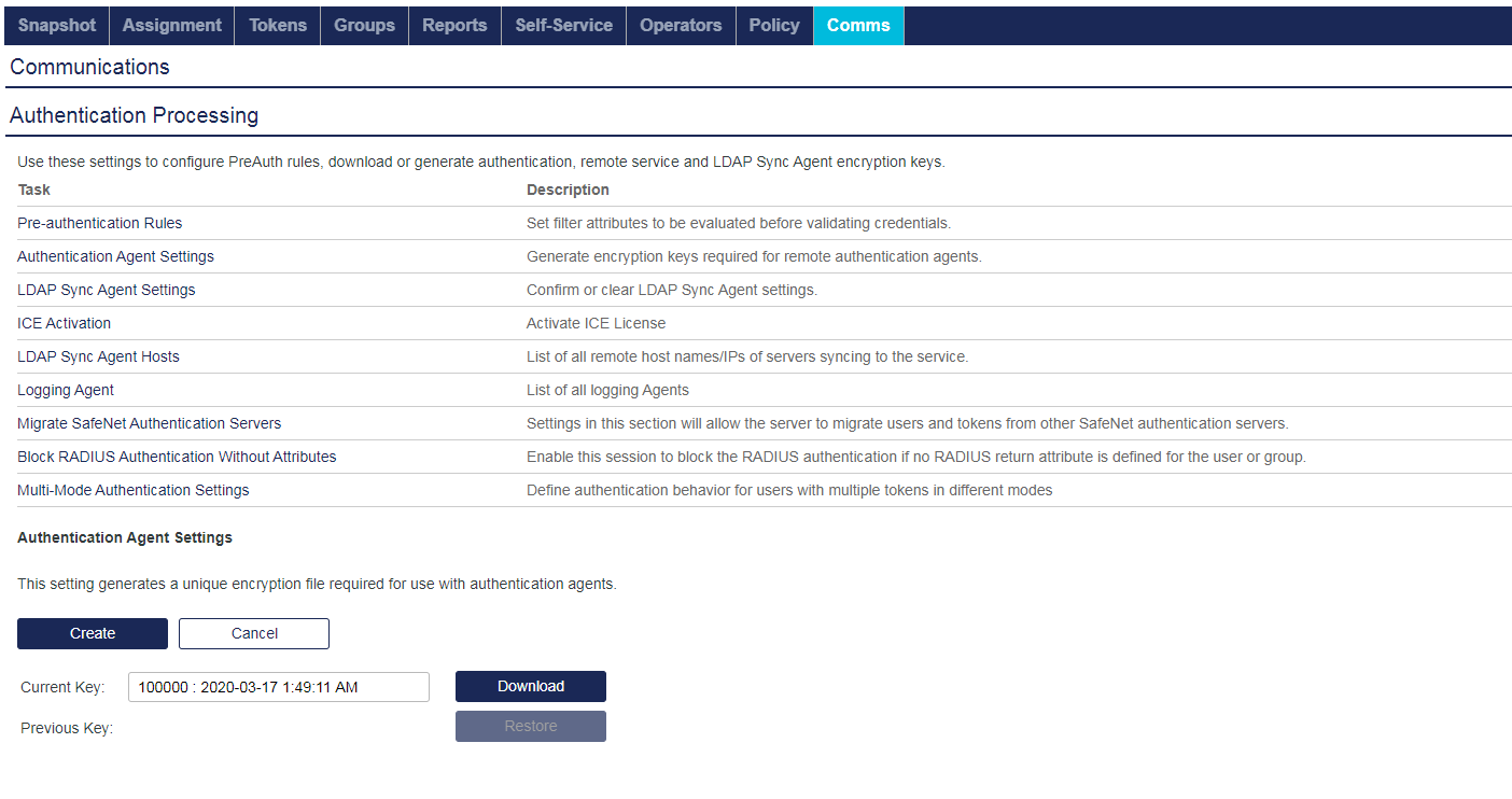 Authentication Agent Settings