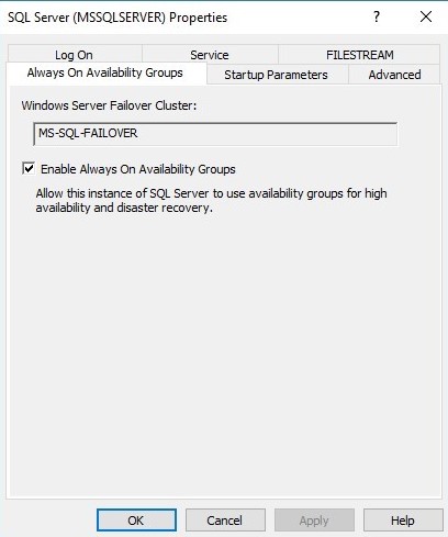 SQL Server Properties Window