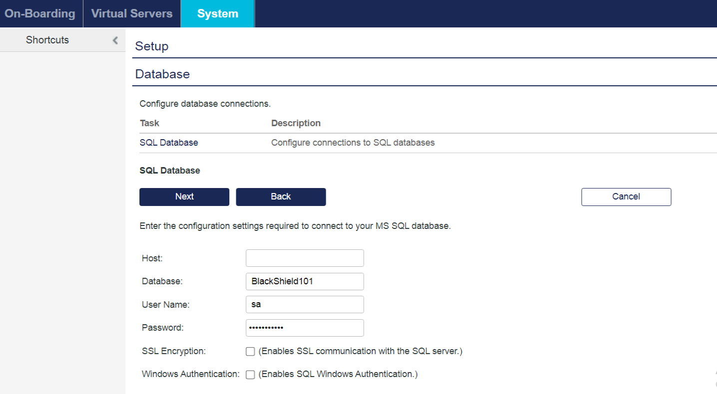 Database Settings