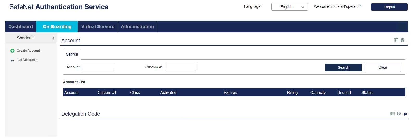 SAS On-Boarding tab