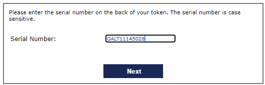 Token Serial Number