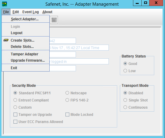 Adapter Management Screen