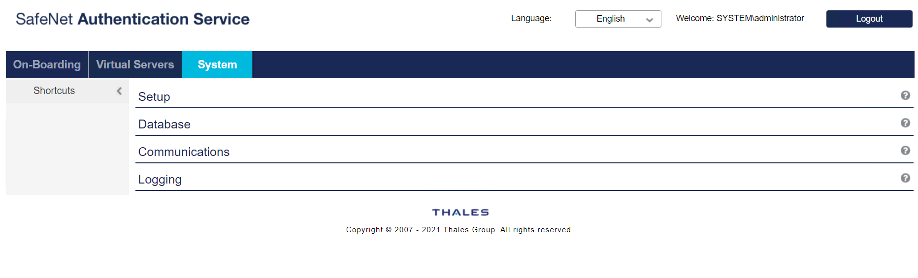 SAS Console Screen