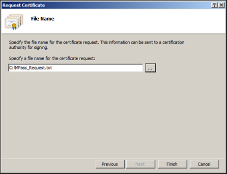 Select certificate location File Name window