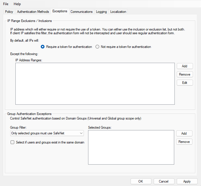 Exceptions Tab Exceptions Tab
