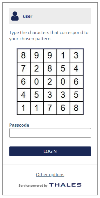 GrIDsure authentication screen