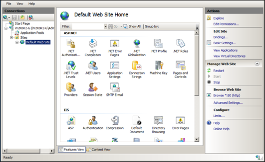 Select Bindings Default Web Site Home,