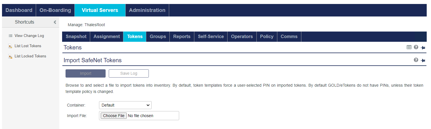 Import safenet token