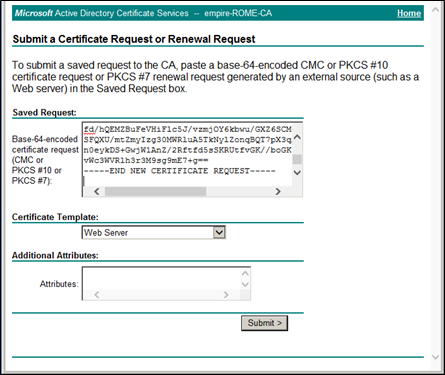 Submit a Certificate Request or Renewal Request