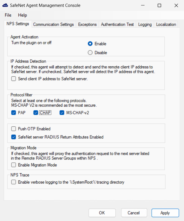 NPS settings