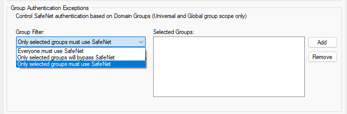 Group Authentication Exceptions Group