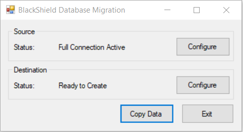 BlackShield Database Migration Window