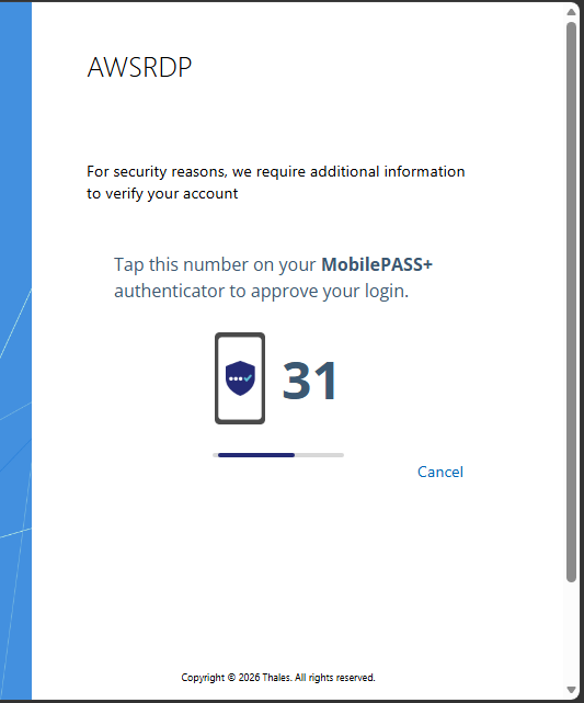 Number to match on the ADFS sign-in screen