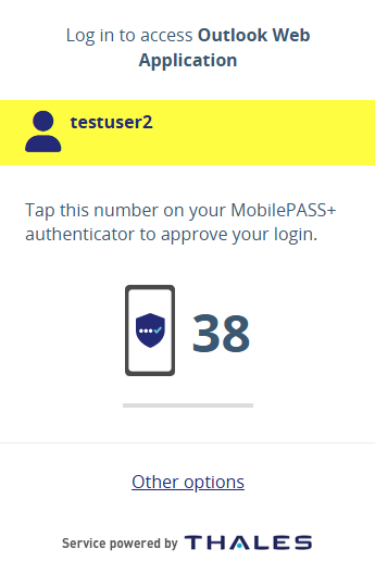 STA MobilePass Number Matching Screen