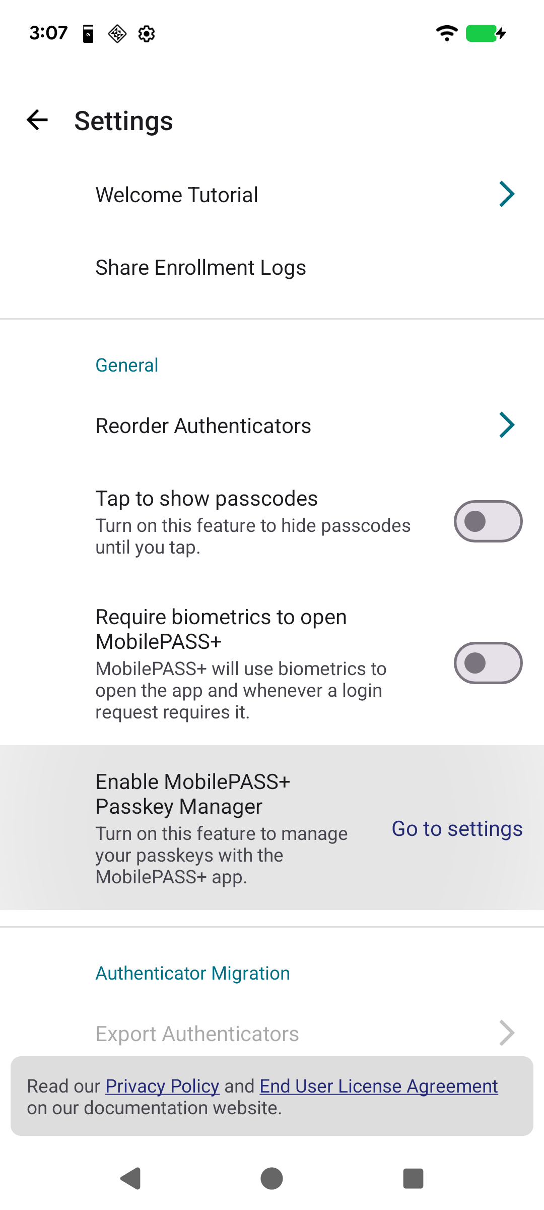 Passkey Manager Setting - Not Configured