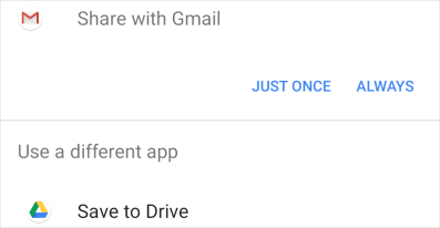 Email share options