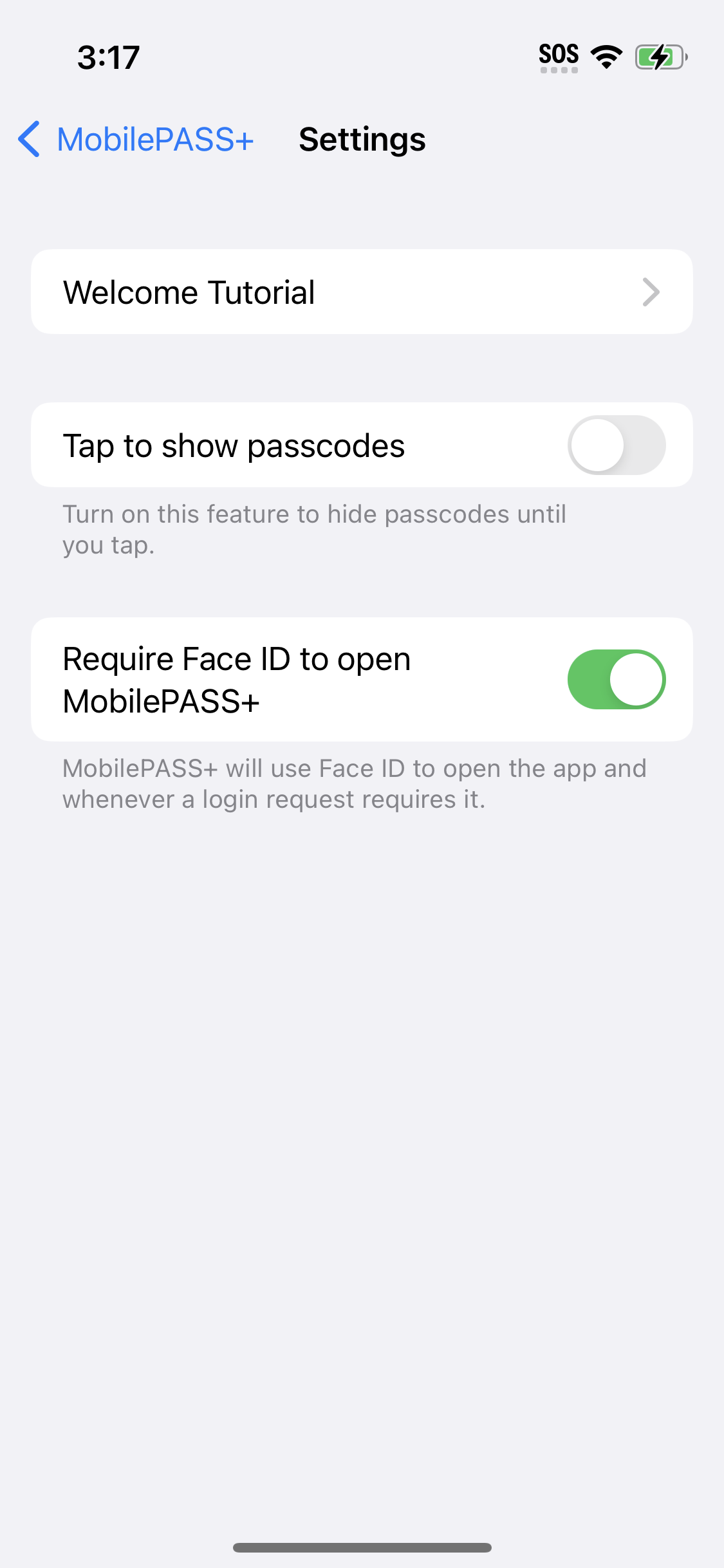 Require Touch ID or Face to unlock