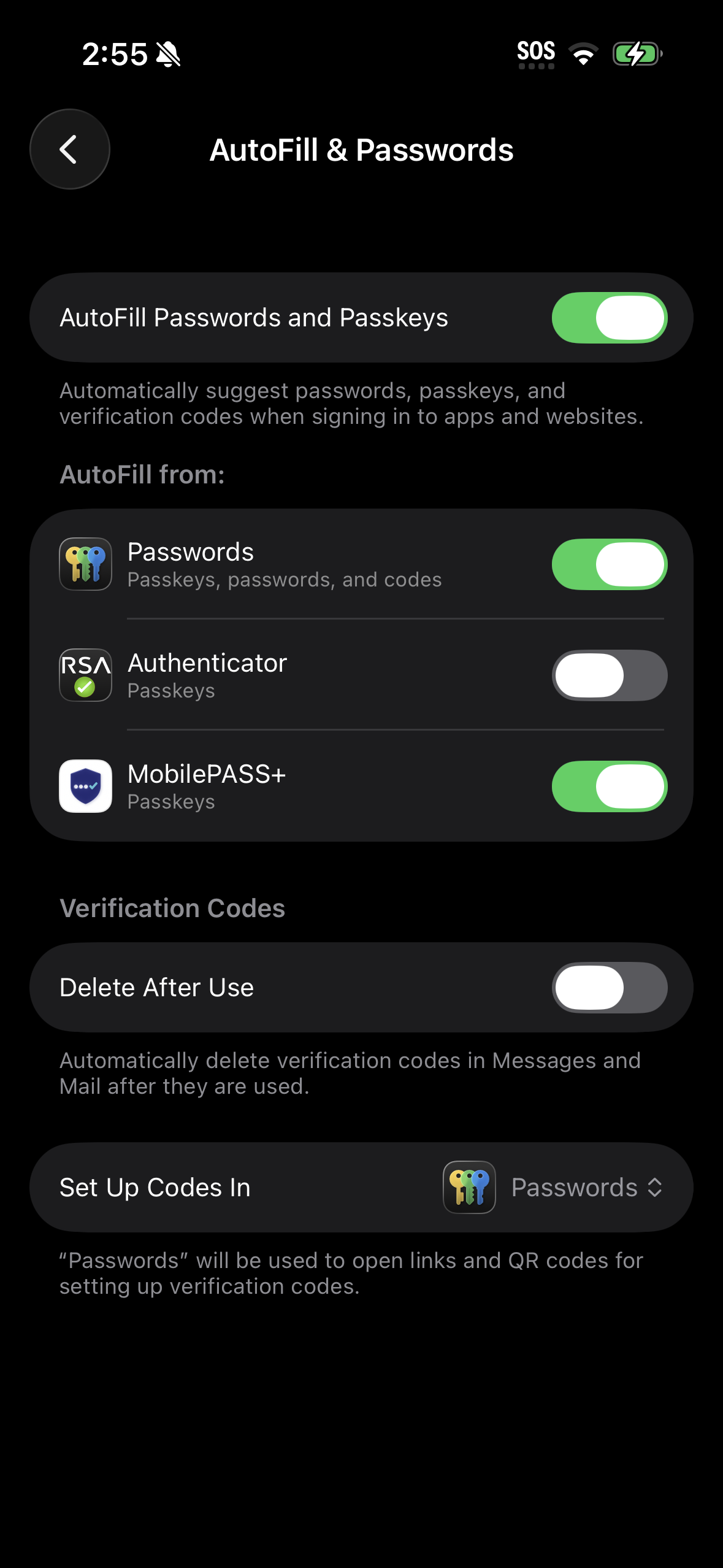 iOS Autofill and password settings