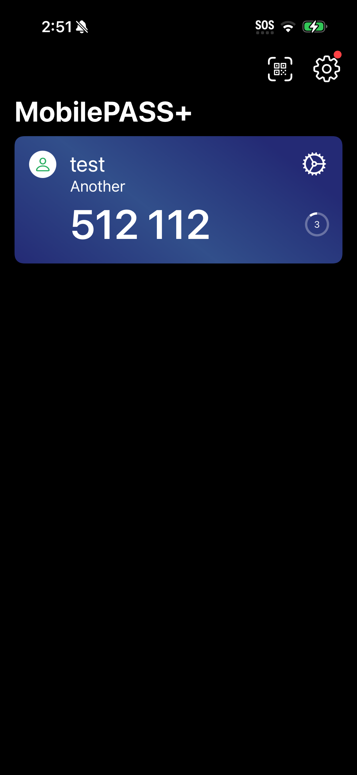 Settings with notification dot