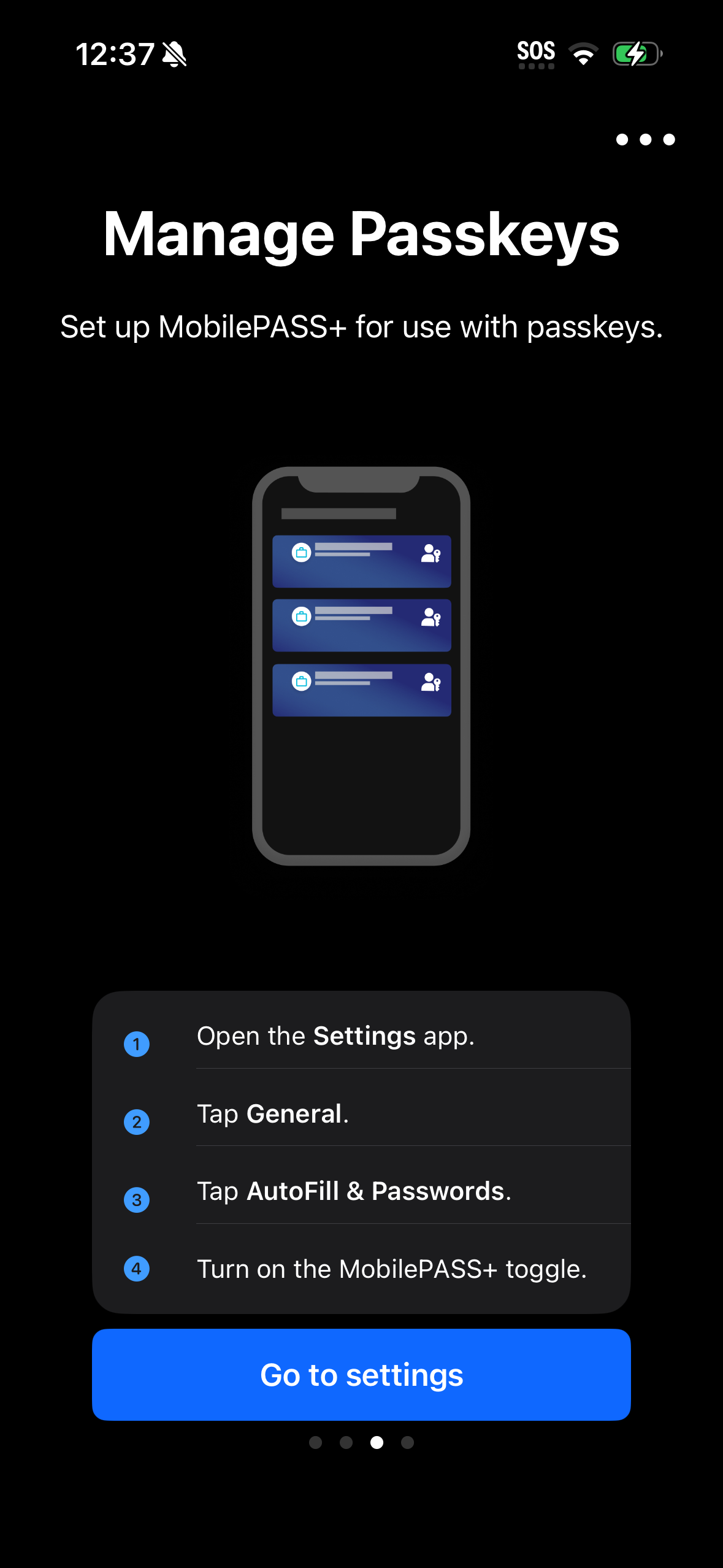 Welcome tutorial and instructions for passkey manager