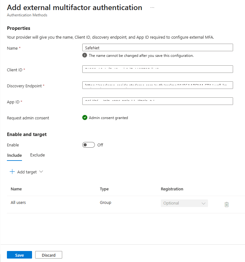 External MFA configuration