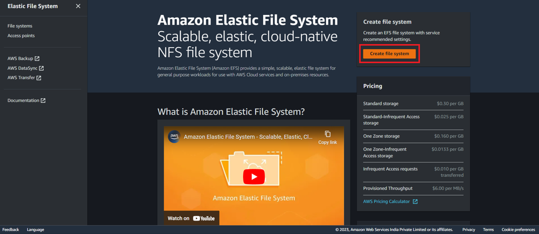 Amazon Elastic file system