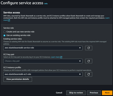 Service access defaults