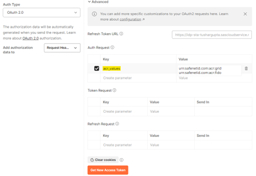 ACR values in Postman