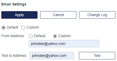 Email settings with custom email address