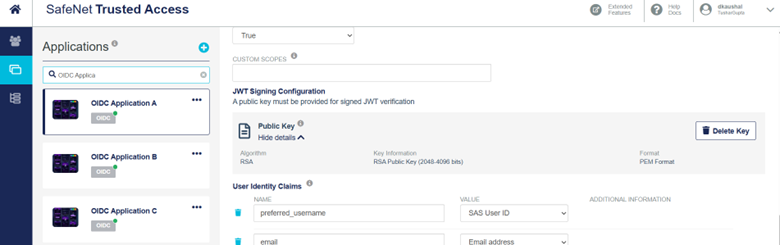 JWT signing configuration