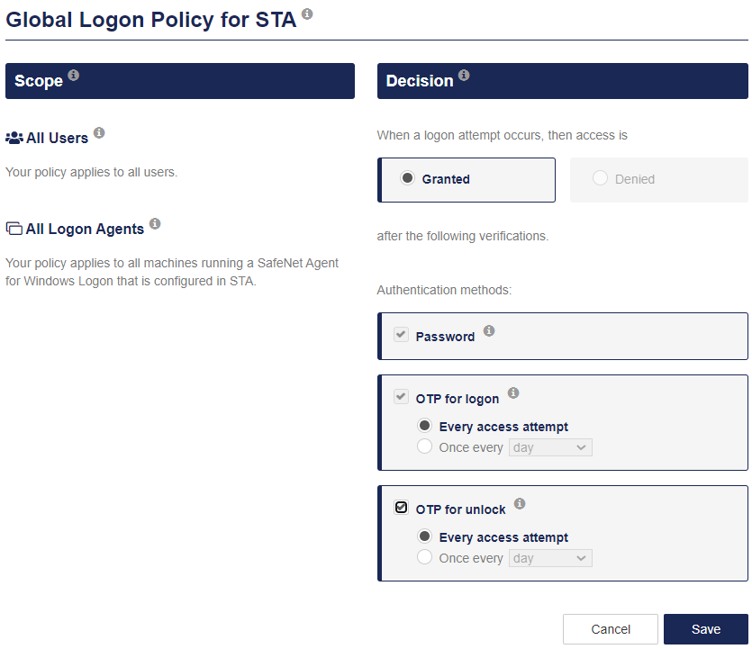 Edit the logon policy