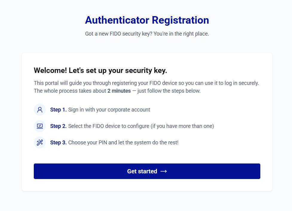 click to zoom Self-service FIDO registration